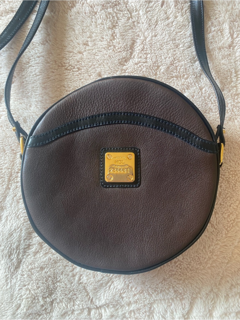 HCL Germany Genuine Leather Chocolate Brown Round Crossbody Bag – NEVER USED